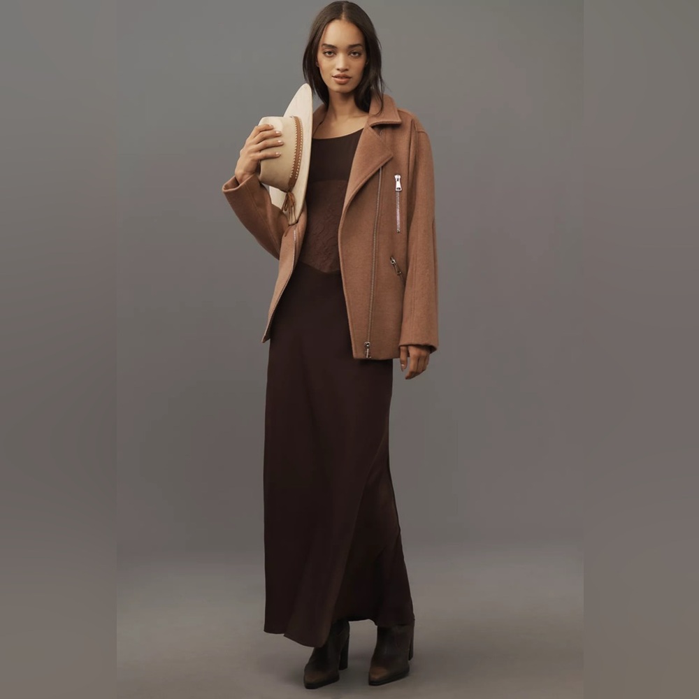Anthropologie Maeve Longline Moto Wool-Blend Jacket XL - Picture 4 of 9
